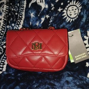 New Badgley Mischka Red Mini Quilted Bag